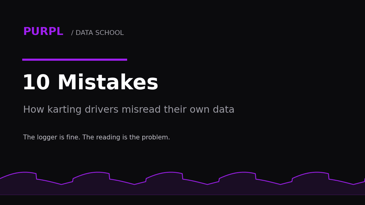 Data analysis mistakes karting drivers make, cover graphic with purple warning trace