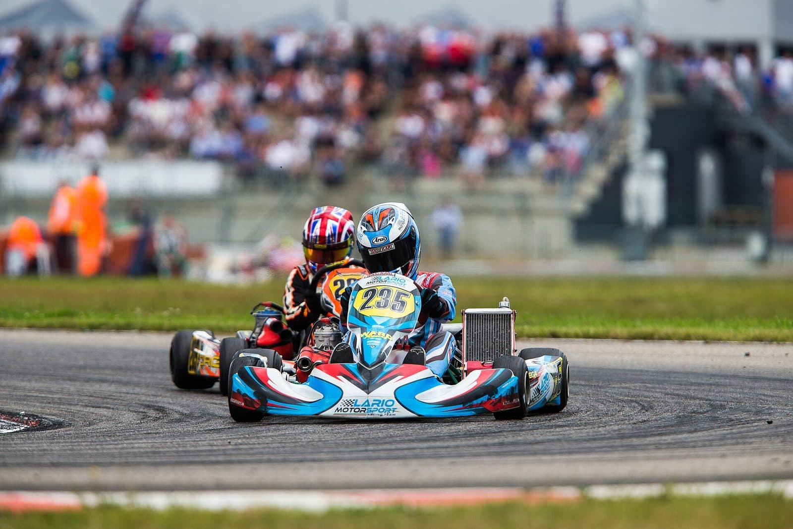 Alessandro Giardelli racing a kart in the European Championship