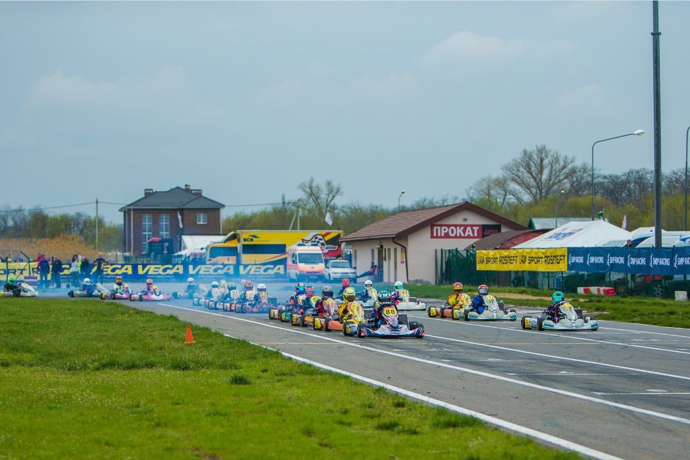 OK-Junior karts racing at a 2019 Karting Rus round in Rostov Oblast
