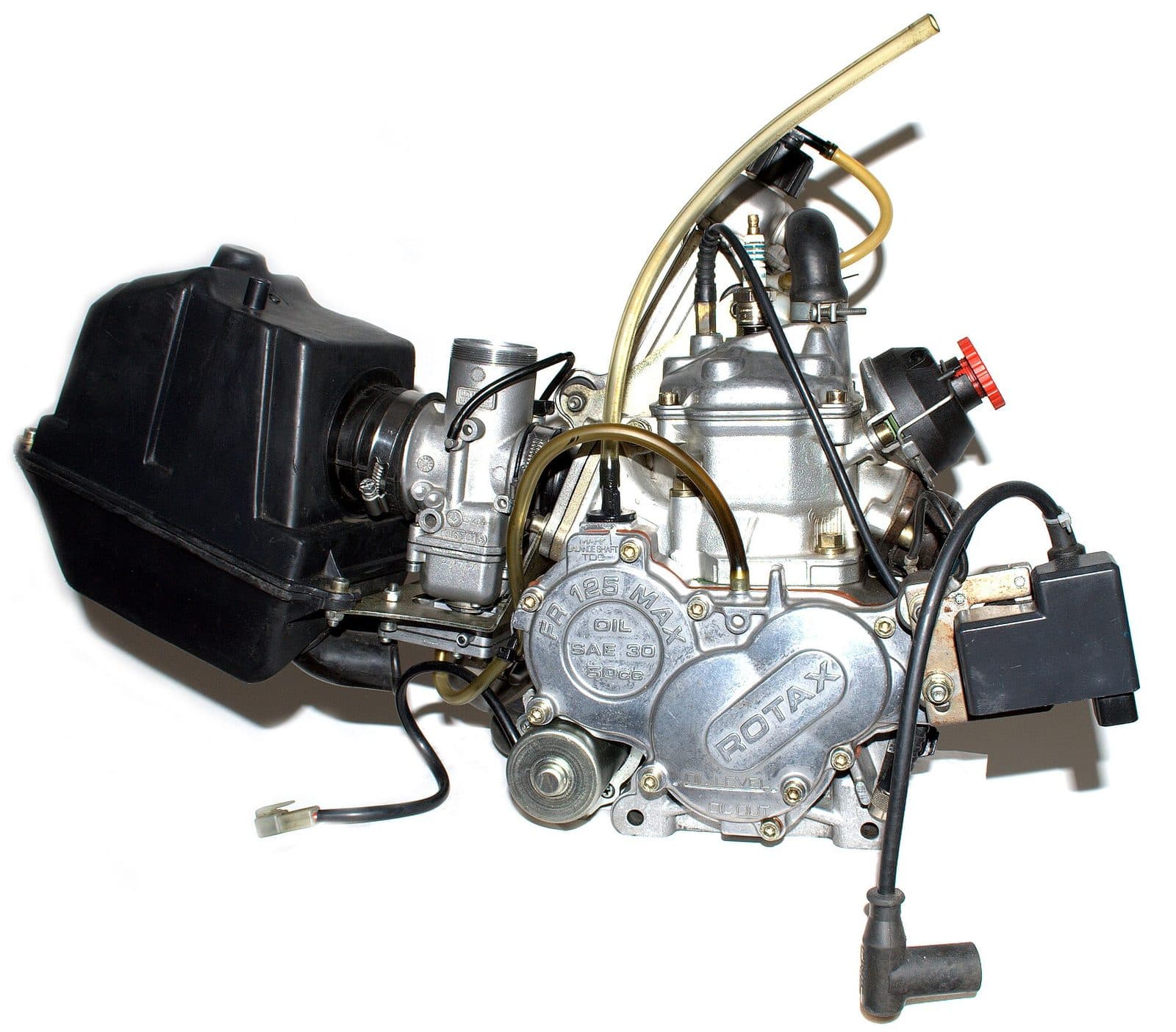 A Rotax FR 125 Senior Max kart engine