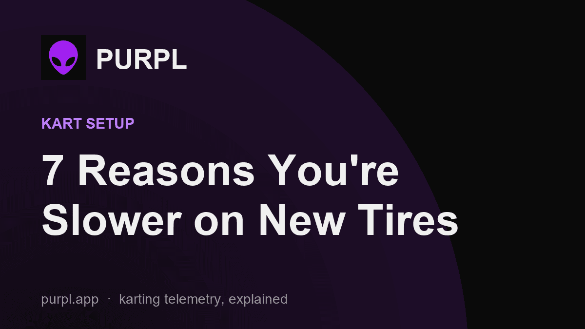7 Reasons You're Slower on New Tires cover, purple-on-black PURPL title card
