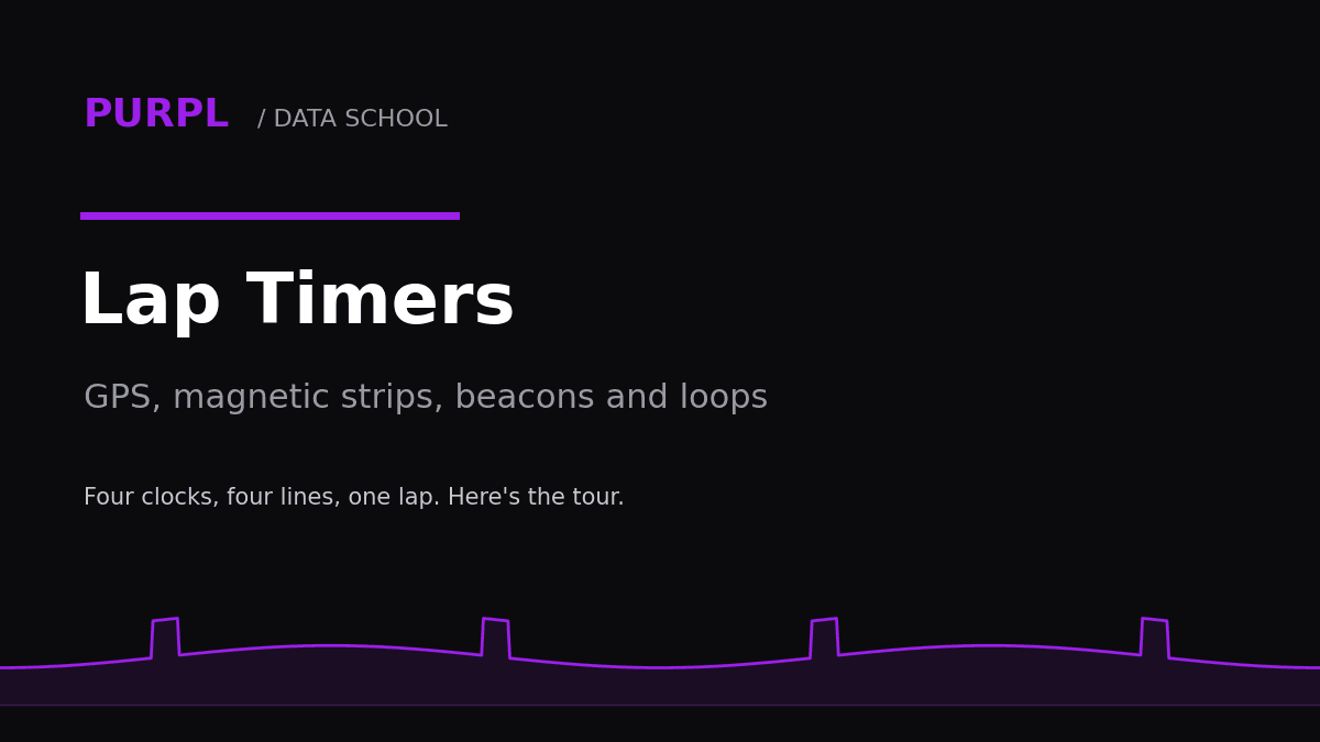 How do lap timers work cover graphic with purple timing line on black