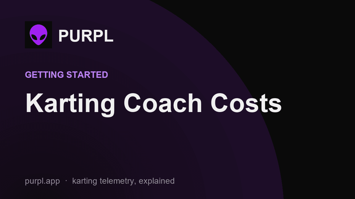 Karting Coach Costs cover — purple-on-black PURPL title card