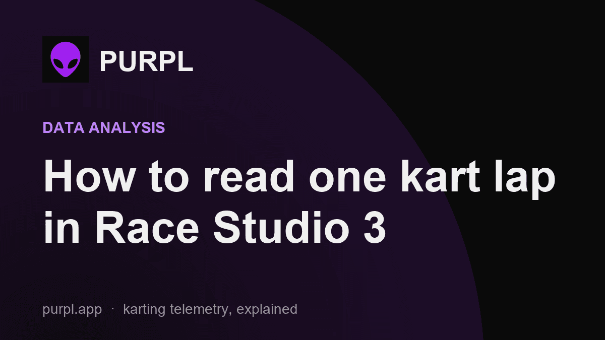 How to read one kart lap in Race Studio 3, cover on black with purple accents